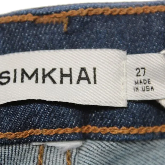 Simkhai NWT Coated High Rise Skinny Jeans Size 27 US In Blue Cotton Blend Denim